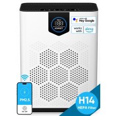 JOWSET Smart HEPA 14 Air Purifiers for Home Large Room up to 2215 Sq Ft, APP Smart Control, CADR 400m³/h, 2 Washable Filters, PM 2.5 Display, Remove Allergies Dust Pet Hair, 22dBold Spores